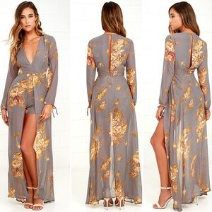 🆕 Fine and Dandelion Grey Floral Print Romper